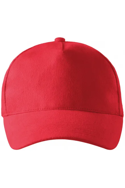 Casquette en coton 5 panneaux - rouge, réglable