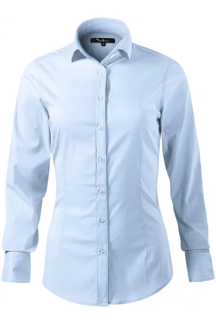 Chemisier à manches longues pour femme Coupe ajustée - bleu clair, S