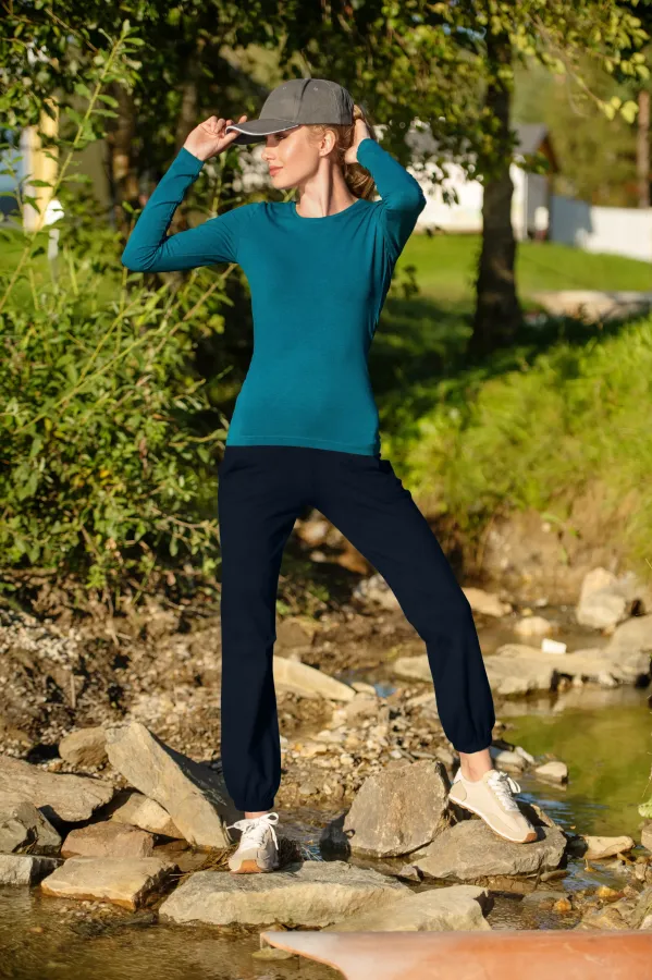 Pantalons de survêtement pour femmes avec poches, bleu foncé Pantalons de survêtement pour femmes avec poches, bleu foncé