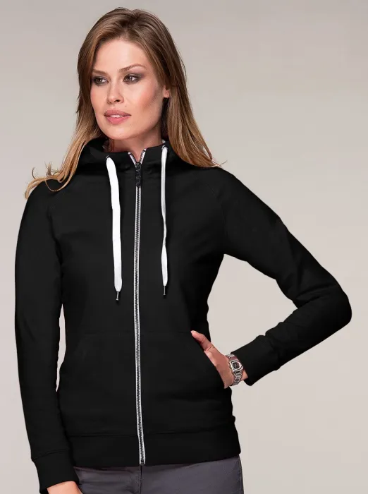 Sweat-shirt contrasté à capuche pour femme, noir Sweat-shirt contrasté à capuche pour femme, noir