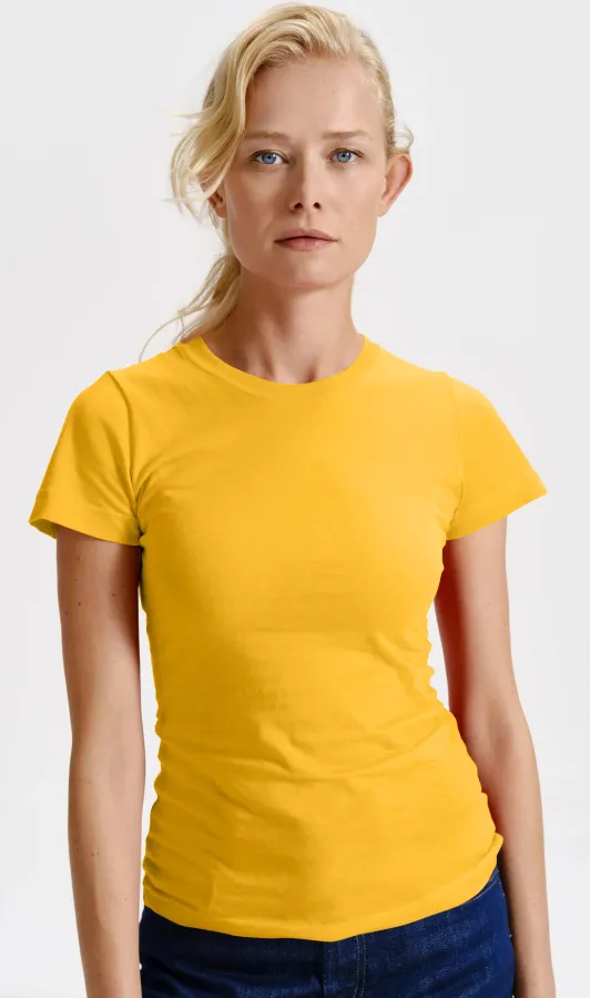 T-shirt classique pour femme, jaune T-shirt classique pour femme, jaune