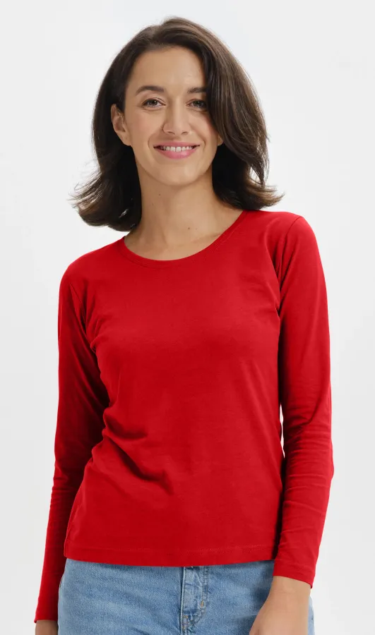 T-shirt femme à manches longues, rouge T-shirt femme à manches longues, rouge