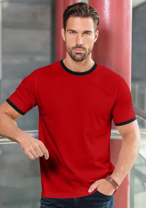 T-shirt unisexe contrasté, rouge T-shirt unisexe contrasté, rouge