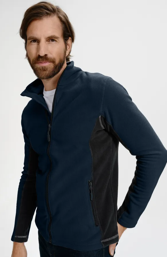 Veste polaire homme contrastée, bleu foncé Veste polaire homme contrastée, bleu foncé