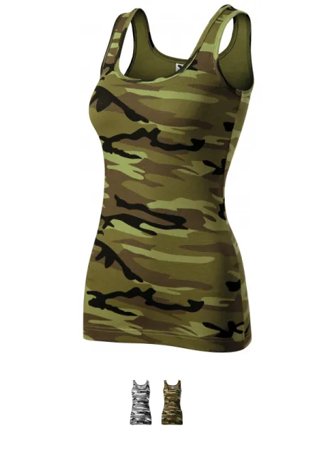 Débardeur camouflage femme, camouflage vert