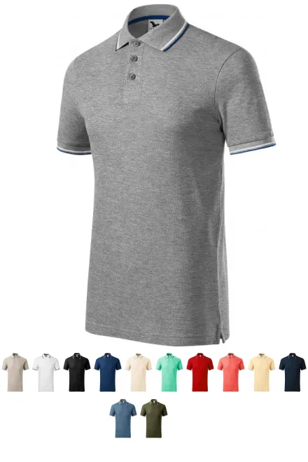 Polo classique pour hommes, marbre gris foncé