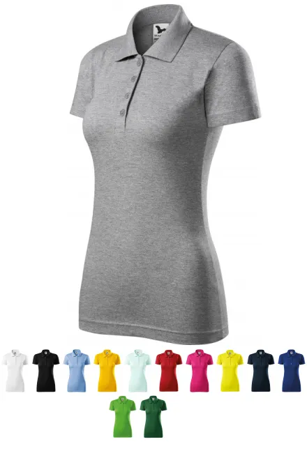 Polo coupe slim pour femme, marbre gris foncé