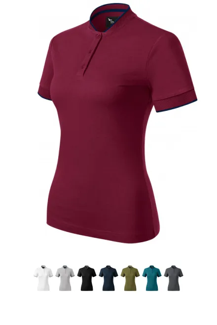 Polo femme à col bomber, garnet