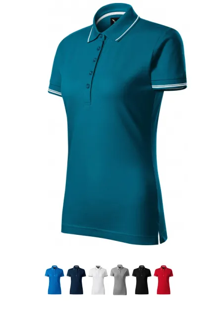 Polo femme à manches courtes, petrol blue