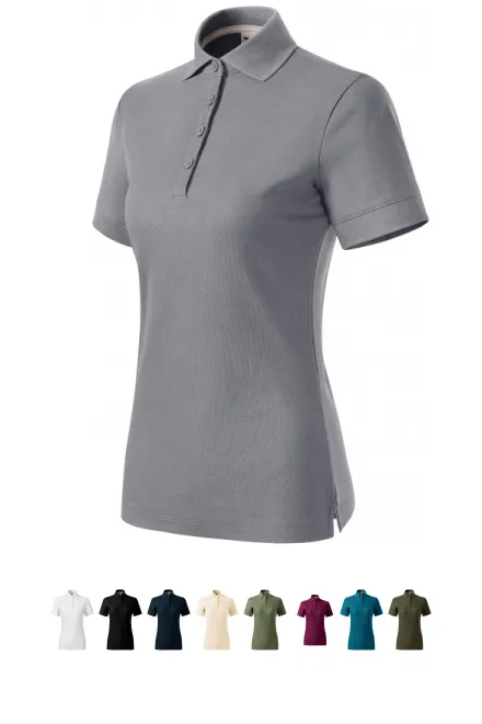 Polo femme coton bio, argent clair