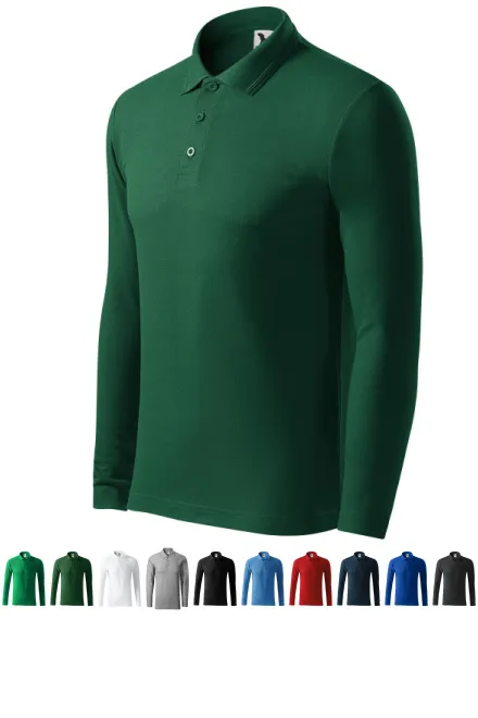Polo homme à manches longues, bouteille verte