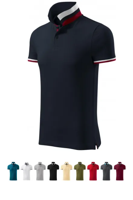 Polo homme col montant, bleu foncé