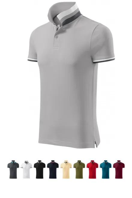 Polo homme col montant, Gris argent