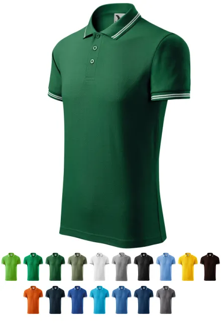 Polo homme contrasté, bouteille verte