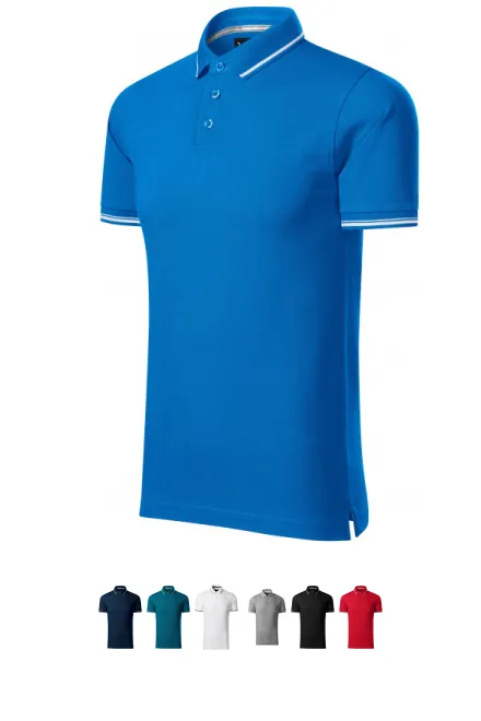 Polo homme contrasté, océan bleu