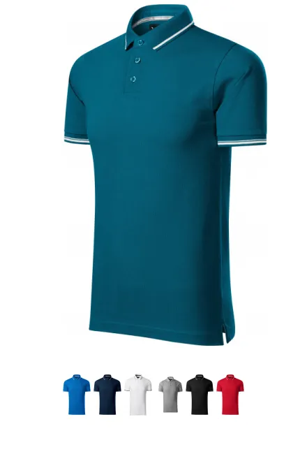 Polo homme contrasté, petrol blue