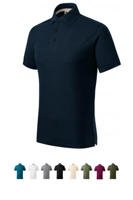 Polo homme en coton bio, bleu foncé