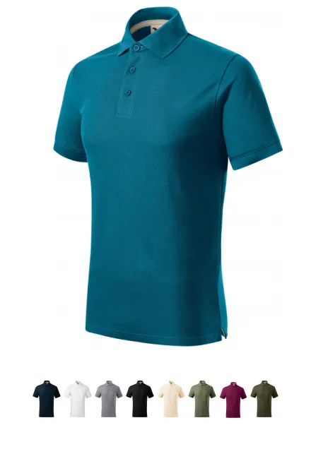 Polo homme en coton bio, petrol blue