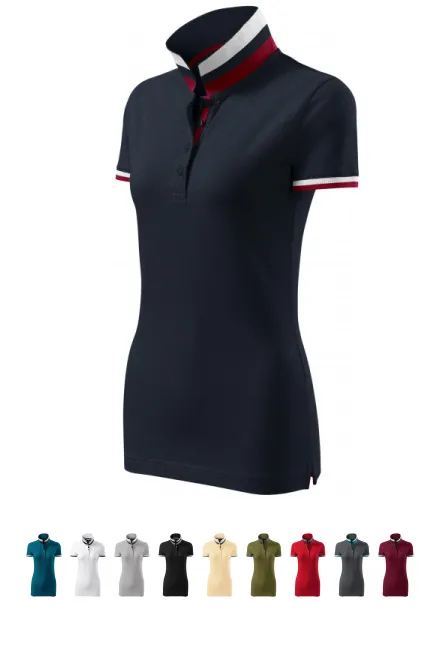 Polo pour femme avec col relevé, bleu foncé