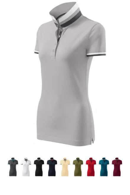 Polo pour femme avec col relevé, Gris argent