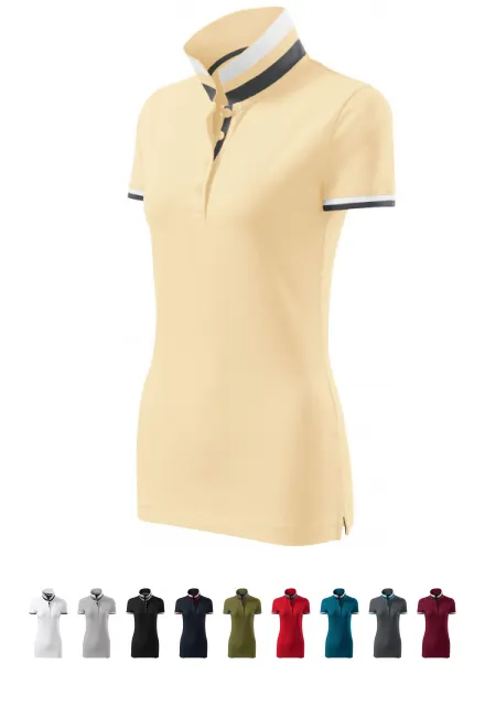 Polo pour femme avec col relevé, vanille
