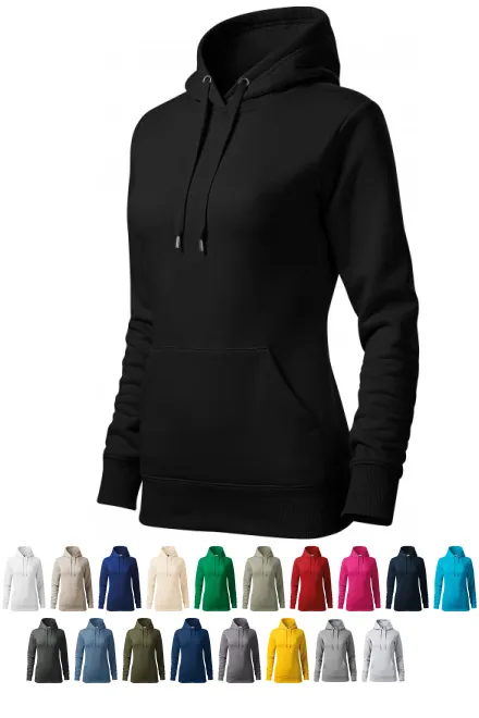Sweat femme à capuche sans zip, noir