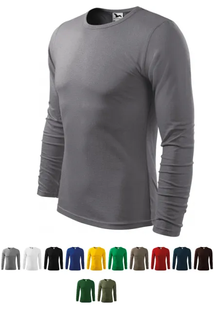 T-shirt à manches longues pour hommes, gris acier