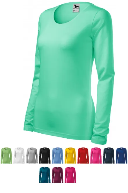 T-shirt ajusté à manches longues pour femme, menthe