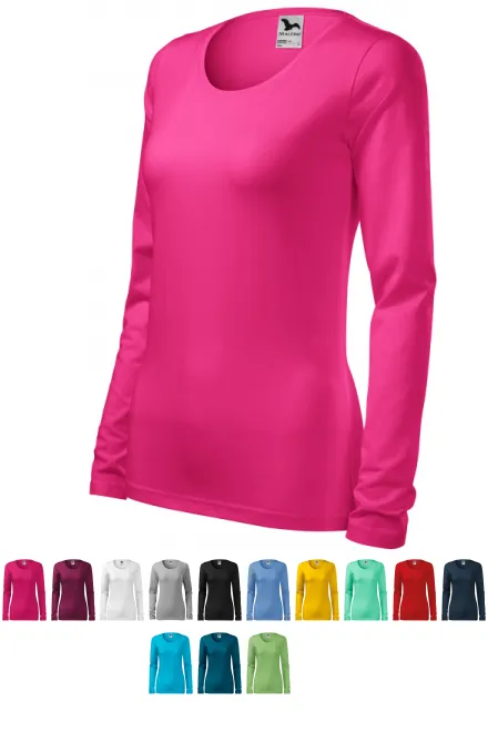 T-shirt ajusté à manches longues pour femme, violet