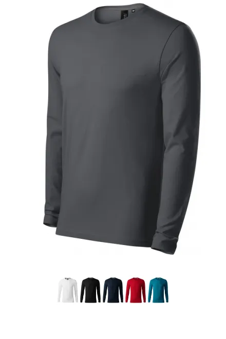 T-shirt ajusté à manches longues pour hommes, gris clair