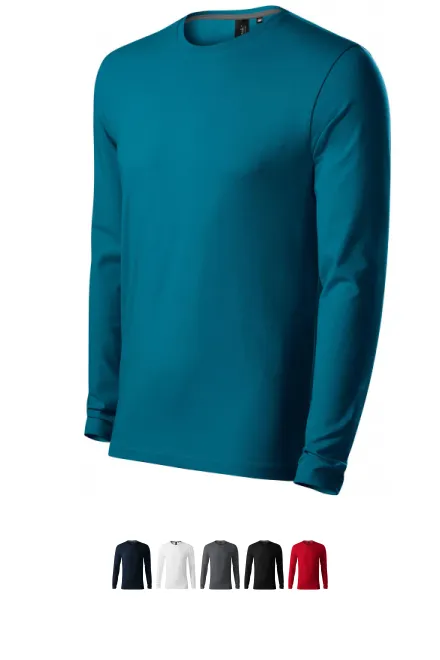 T-shirt ajusté à manches longues pour hommes, petrol blue