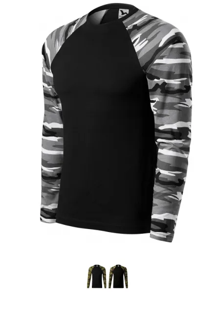 T-shirt camouflage à manches longues, gris camouflage
