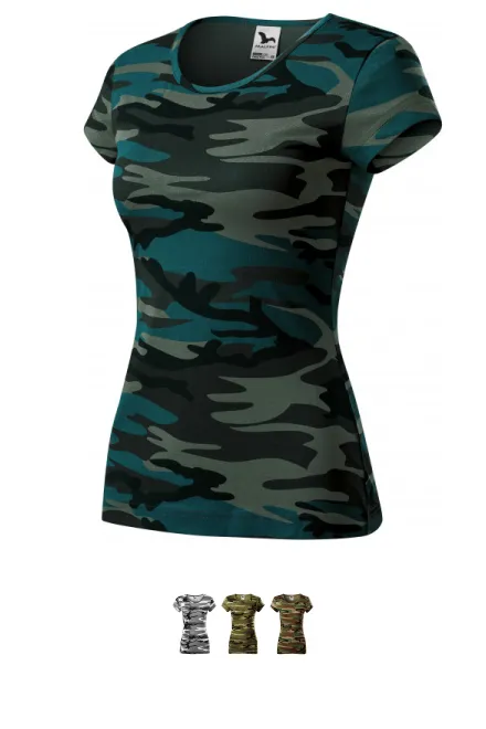 T-shirt camouflage femme, camouflage bleu