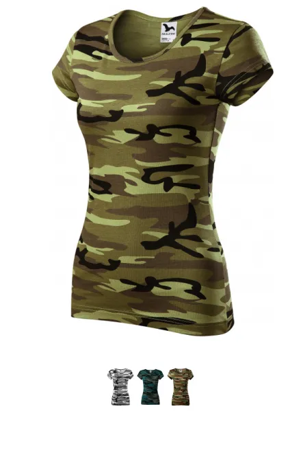 T-shirt camouflage femme, camouflage vert