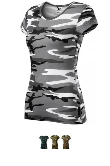 T-shirt camouflage femme, gris camouflage