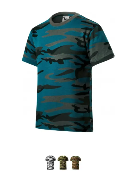 T-shirt camouflage pour enfants, camouflage bleu