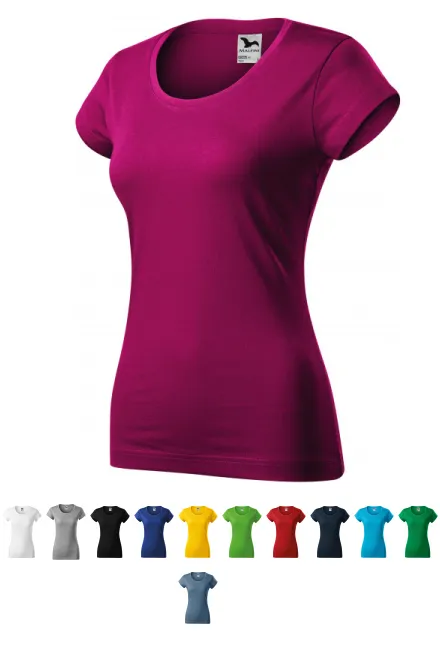 T-shirt coupe slim femme à encolure ronde, fuchsia