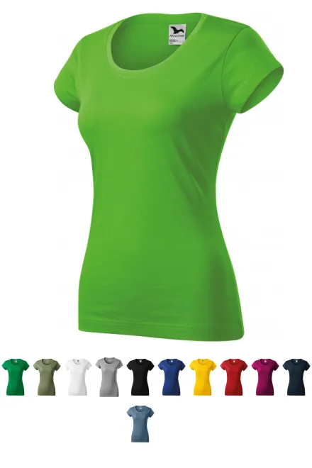 T-shirt coupe slim femme à encolure ronde, Pomme verte