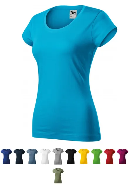 T-shirt coupe slim femme à encolure ronde, turquoise