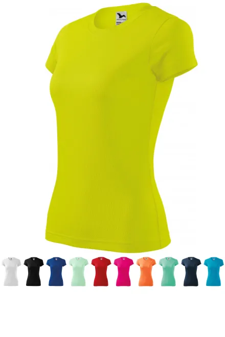 T-shirt de sport femme, jaune fluo