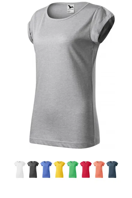 T-shirt femme à manches retroussées, marbre argenté