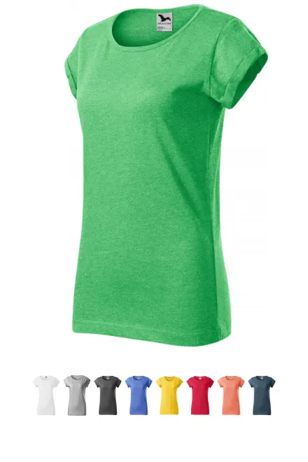 T-shirt femme à manches retroussées, marbre vert