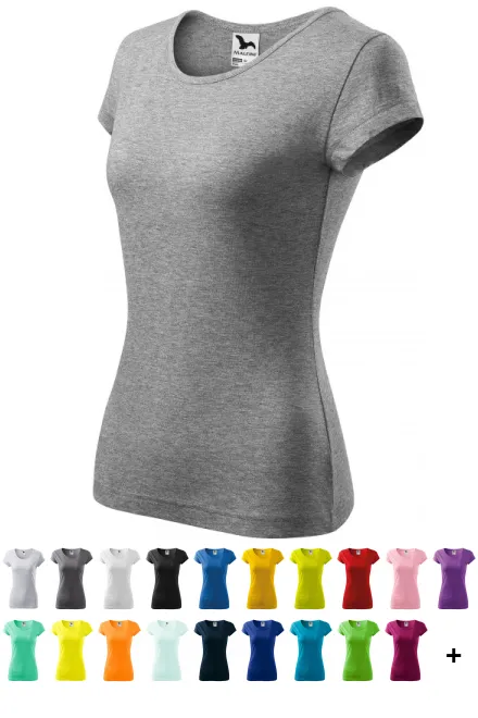 T-shirt femme à manches très courtes, marbre gris foncé