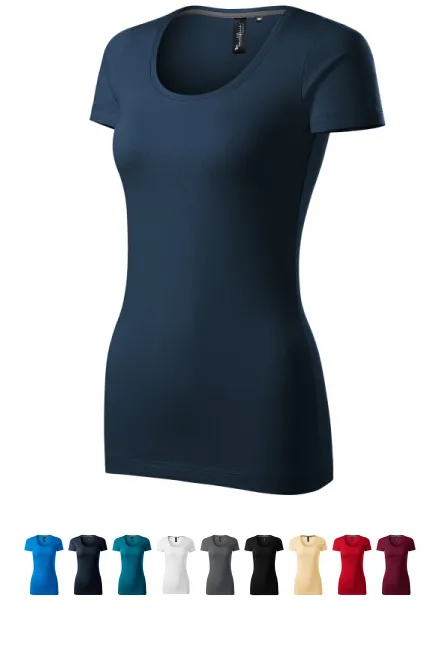 T-shirt femme avec coutures décoratives, bleu foncé