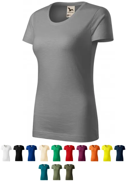 T-shirt femme, coton bio texturé, argent clair