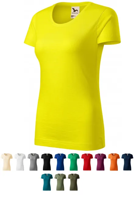 T-shirt femme, coton bio texturé, jaune citron