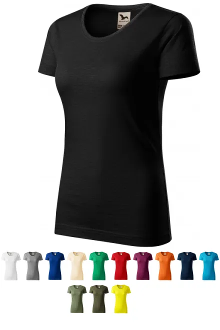 T-shirt femme, coton bio texturé, noir