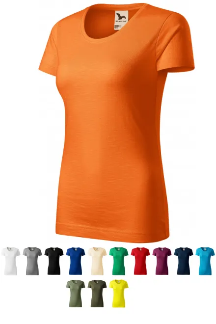 T-shirt femme, coton bio texturé, orange