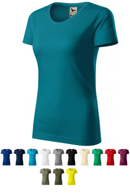 T-shirt femme, coton bio texturé, petrol blue