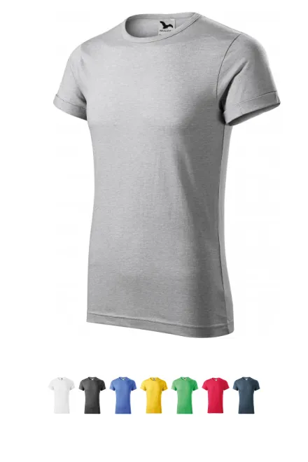 T-shirt homme à manches retroussées, marbre argenté